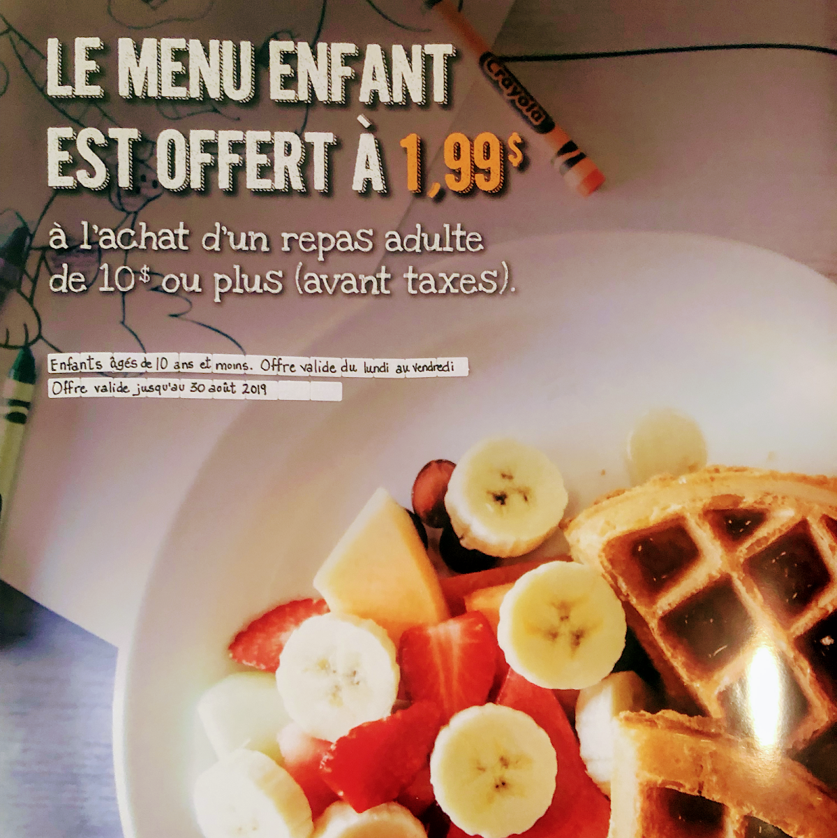 Déjeuner Équilibré, Tutti Frutti déjeuner et diner