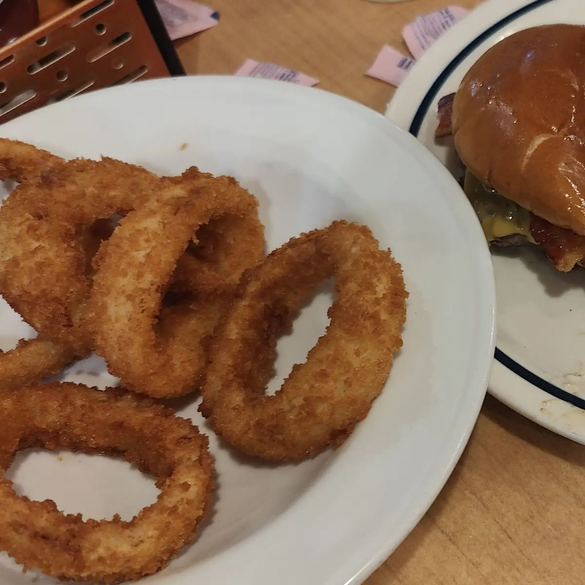 Bourbon Bacon Jam Burger and Onion Rings