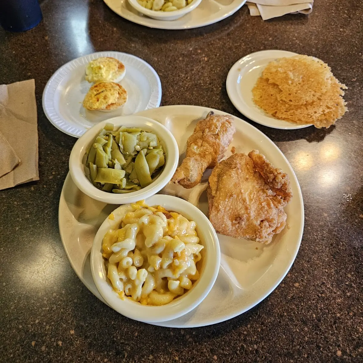 Fried Chicken Macaroni Cheese Green Beans