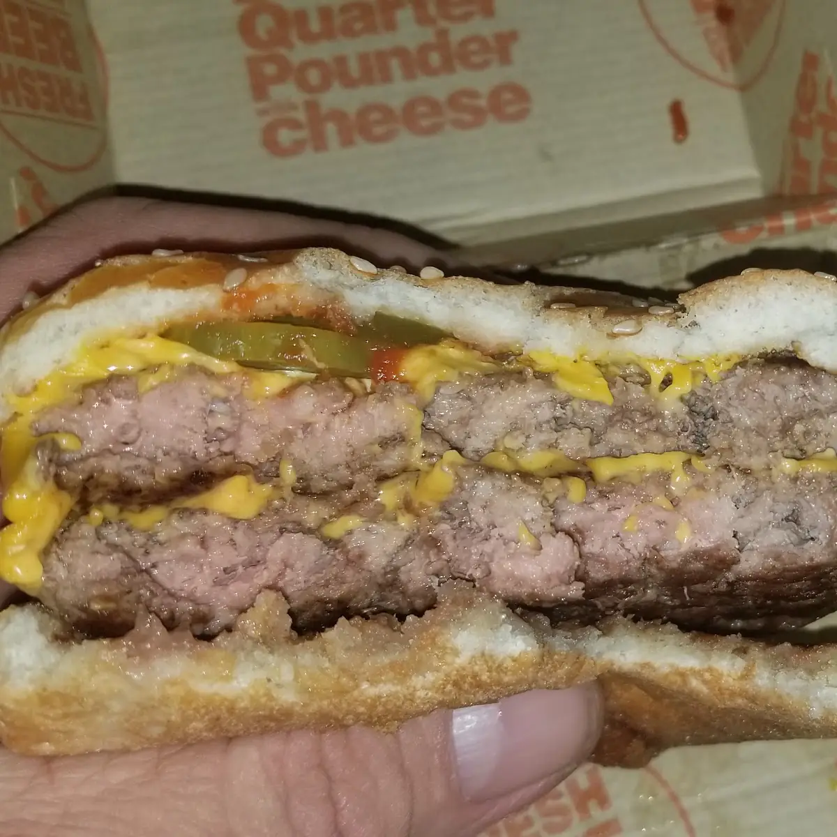 Double Quarter Pounder not Cooked as You Can See