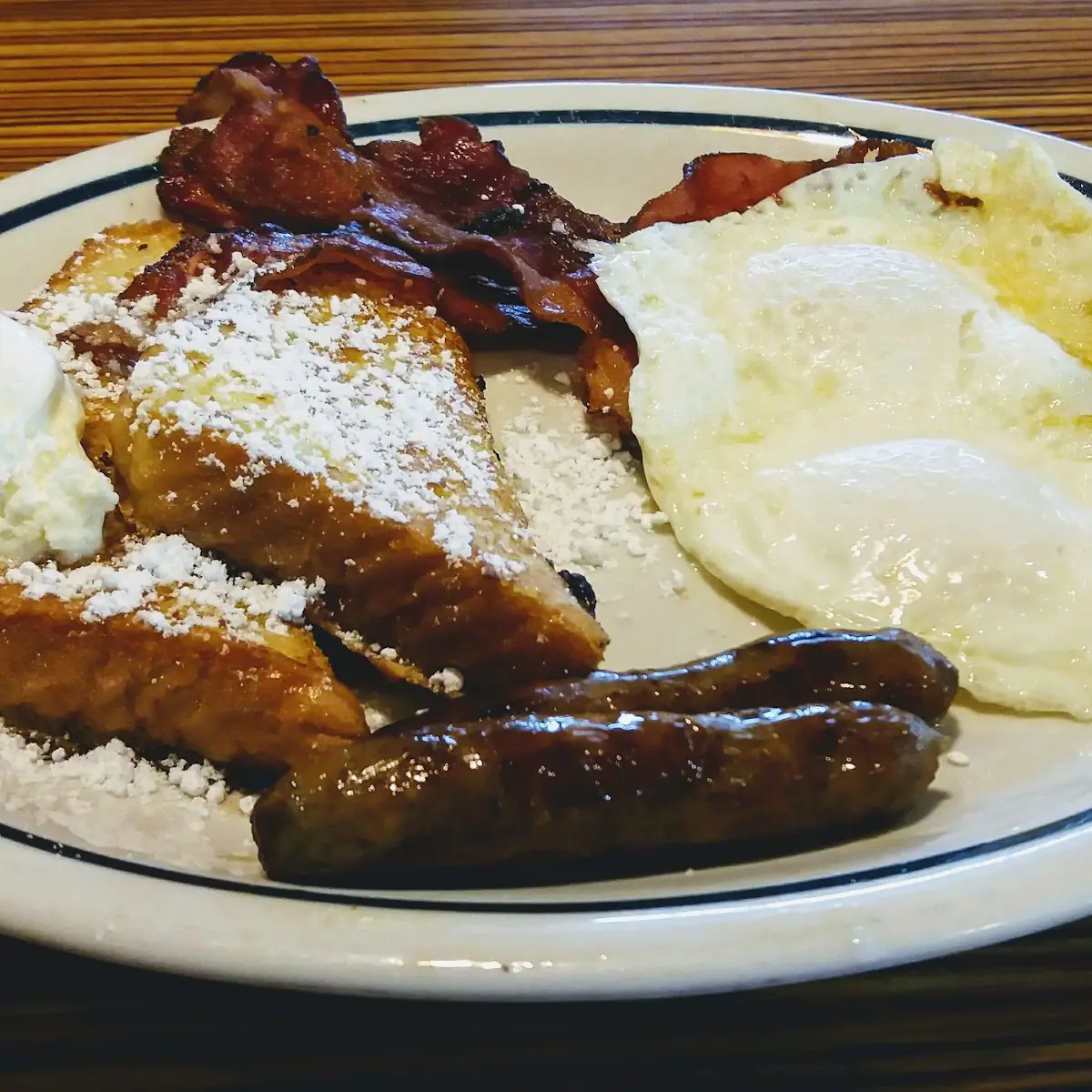 French Toast Eggs and Bacon
