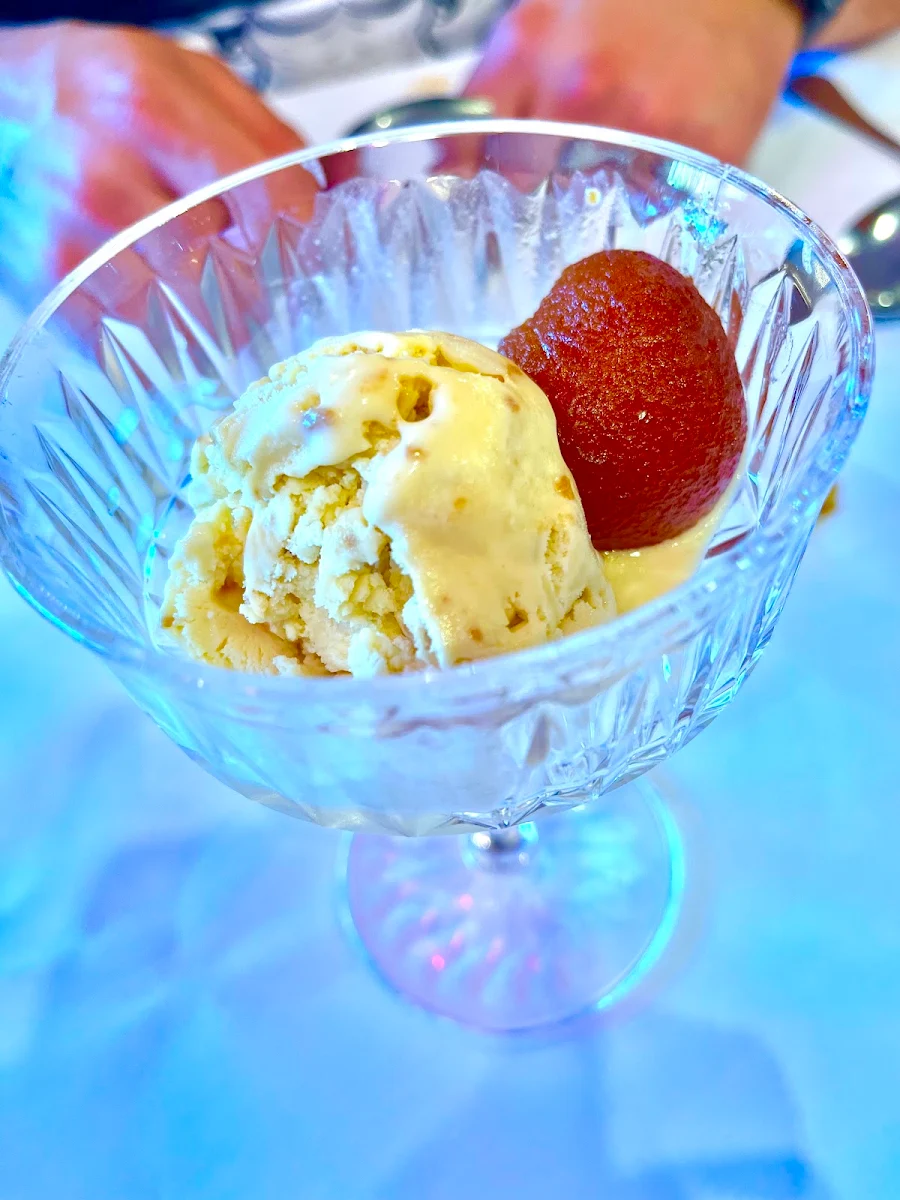 Gulaab Jamun with Ice Cream, Daawat Indian Restaurant