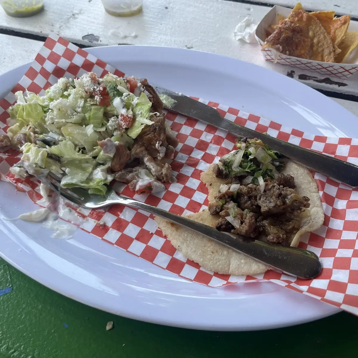 Carnitas Sopes and Asada Taco