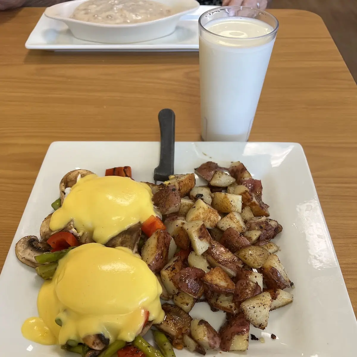 Asparagus Eggs Benedict with American Fries