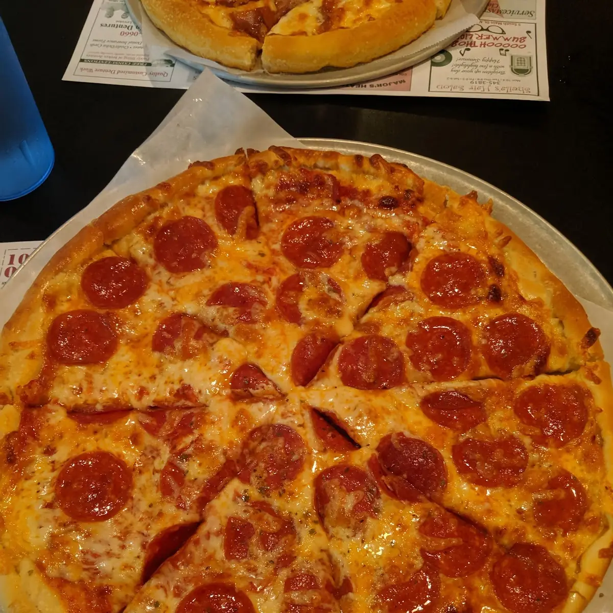 Pepperoni Pizza on Metal Tray