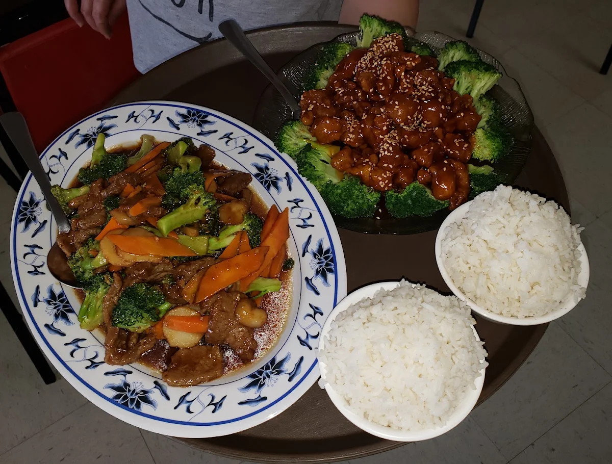 Broccoli Beef and Sesame Chicken