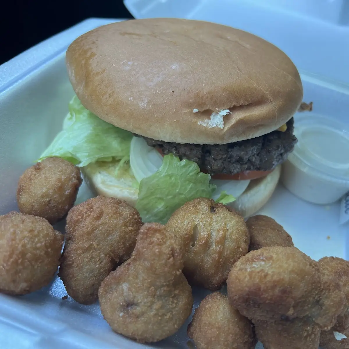 Bacon Cheeseburger with Breaded Mushrooms