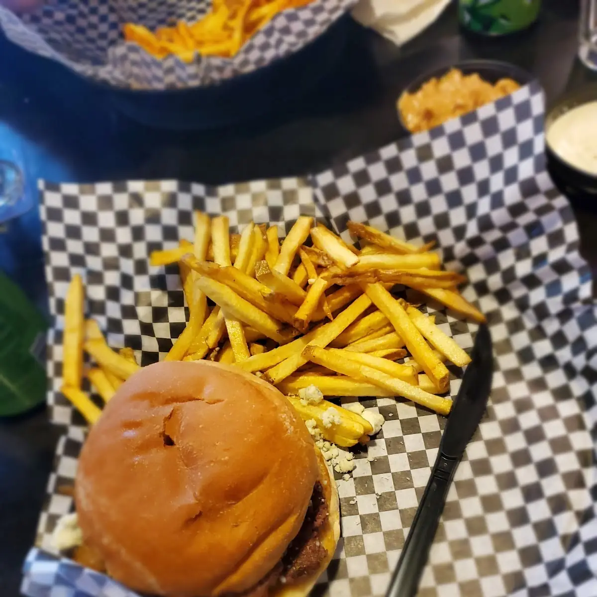 JL Burger and Chips and Cheese Dip
