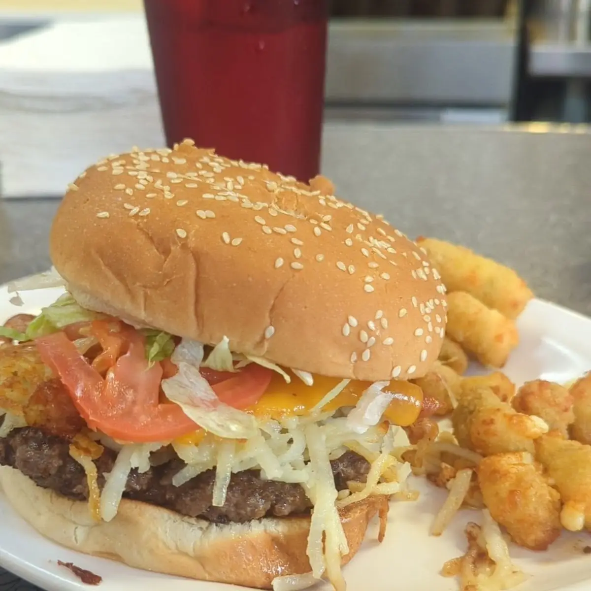 Double Patty Cheeseburger with Tater Tots