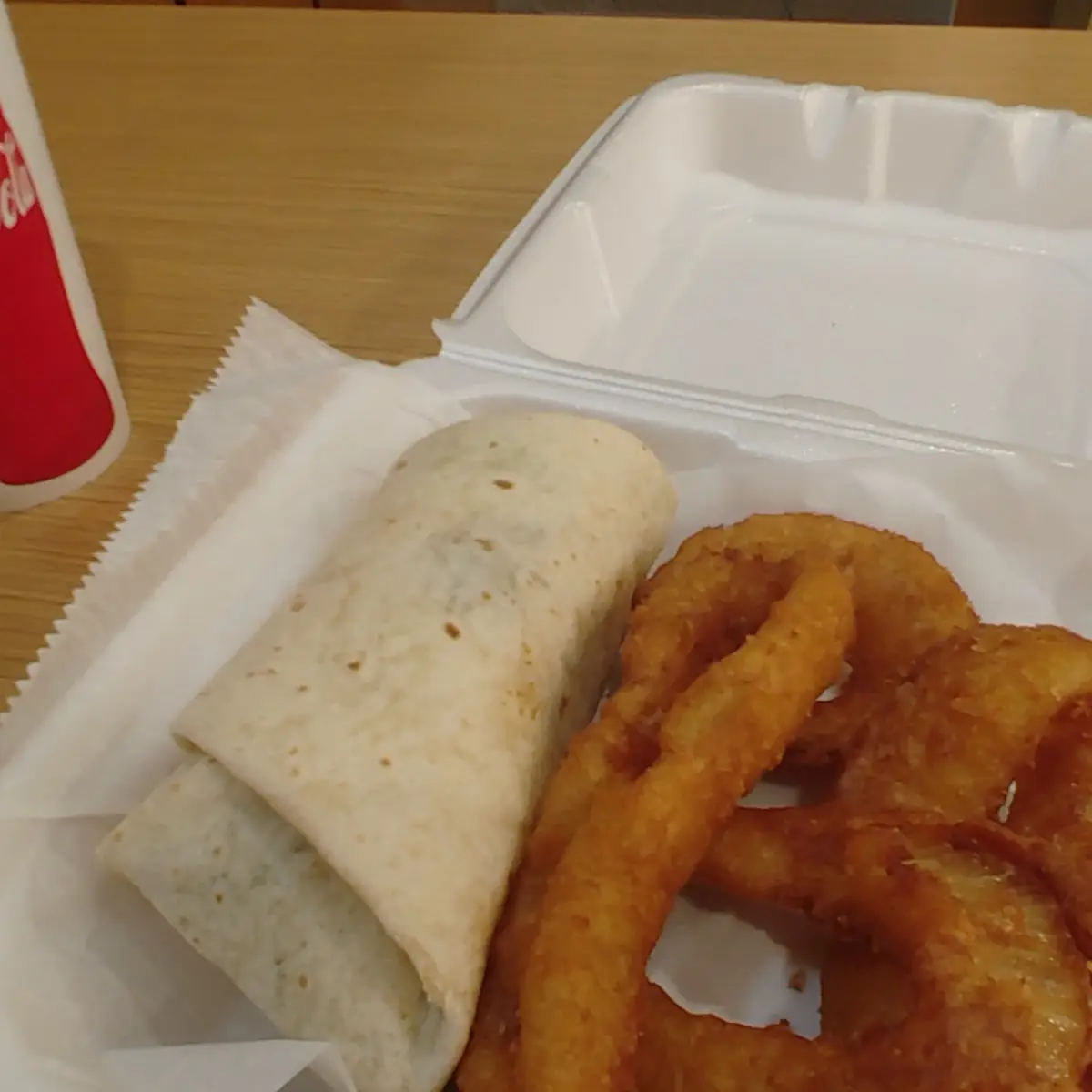 Chicken Philly Wrap & Onion Rings