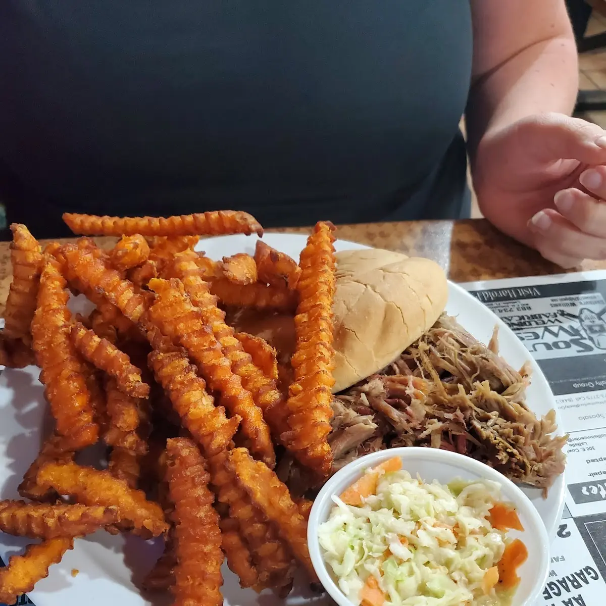 Pulled Pork Sandwich with Sweet Potato Fries