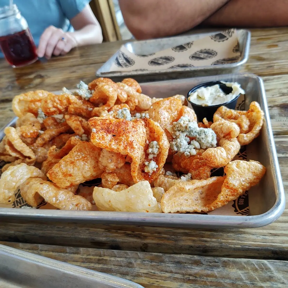 Pork Rinds with Tabasco Honey & Blue Cheese
