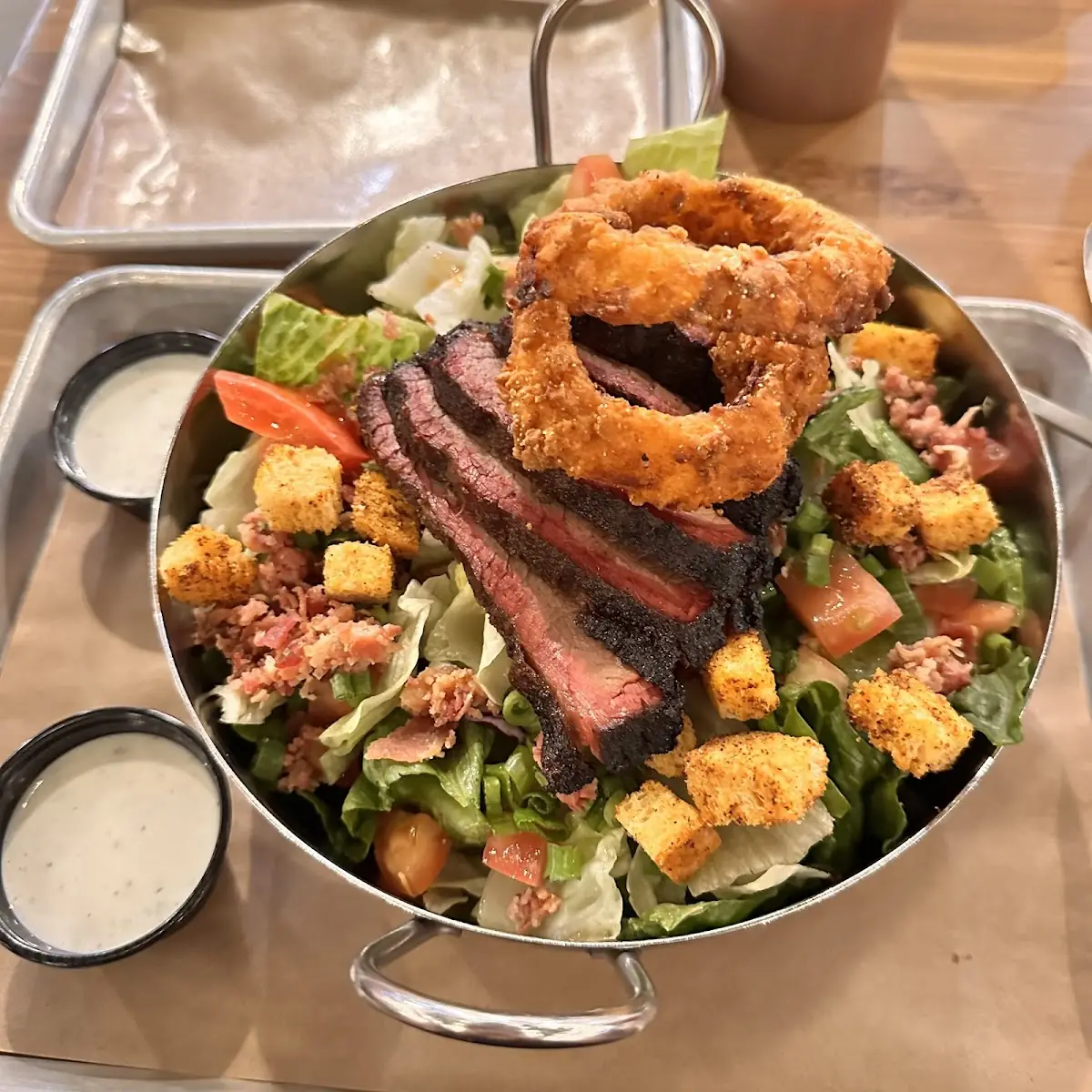 Smoked Brisket Salad with Onion Ring
