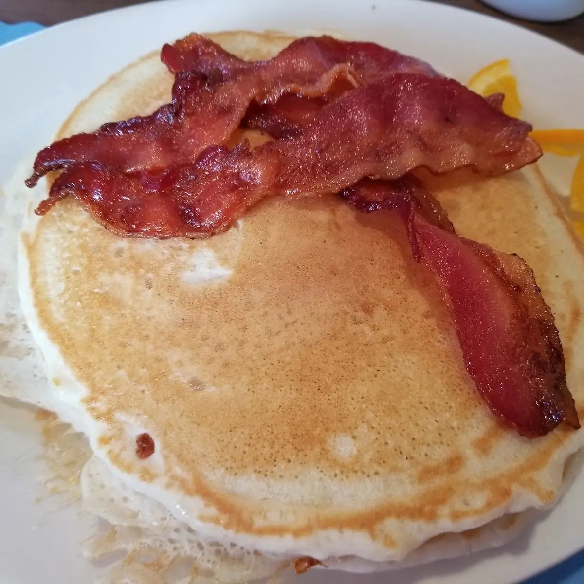 Short Stack of Pancakes Bacon Corned Beef Hash