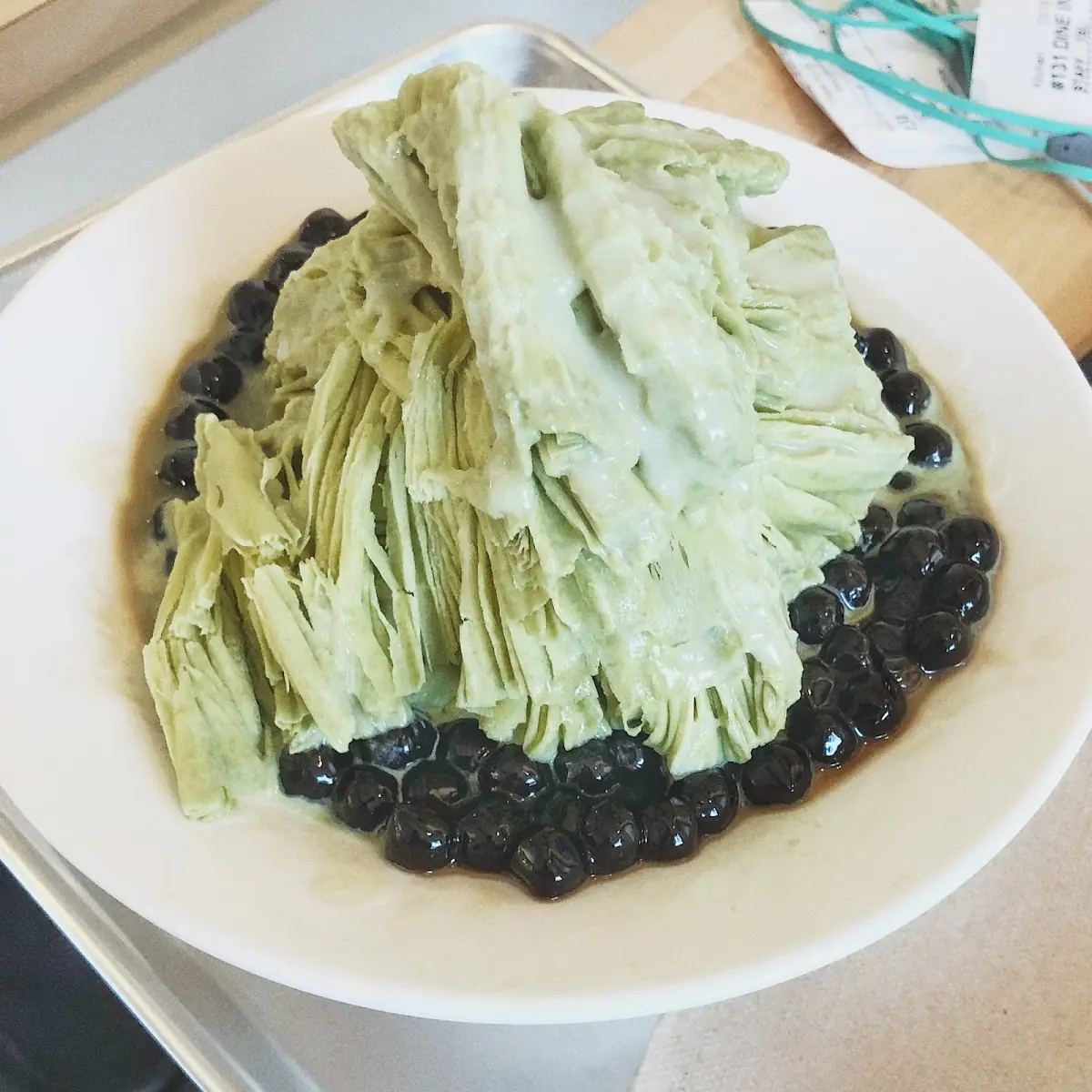 Matcha Shaved Ice with Boba