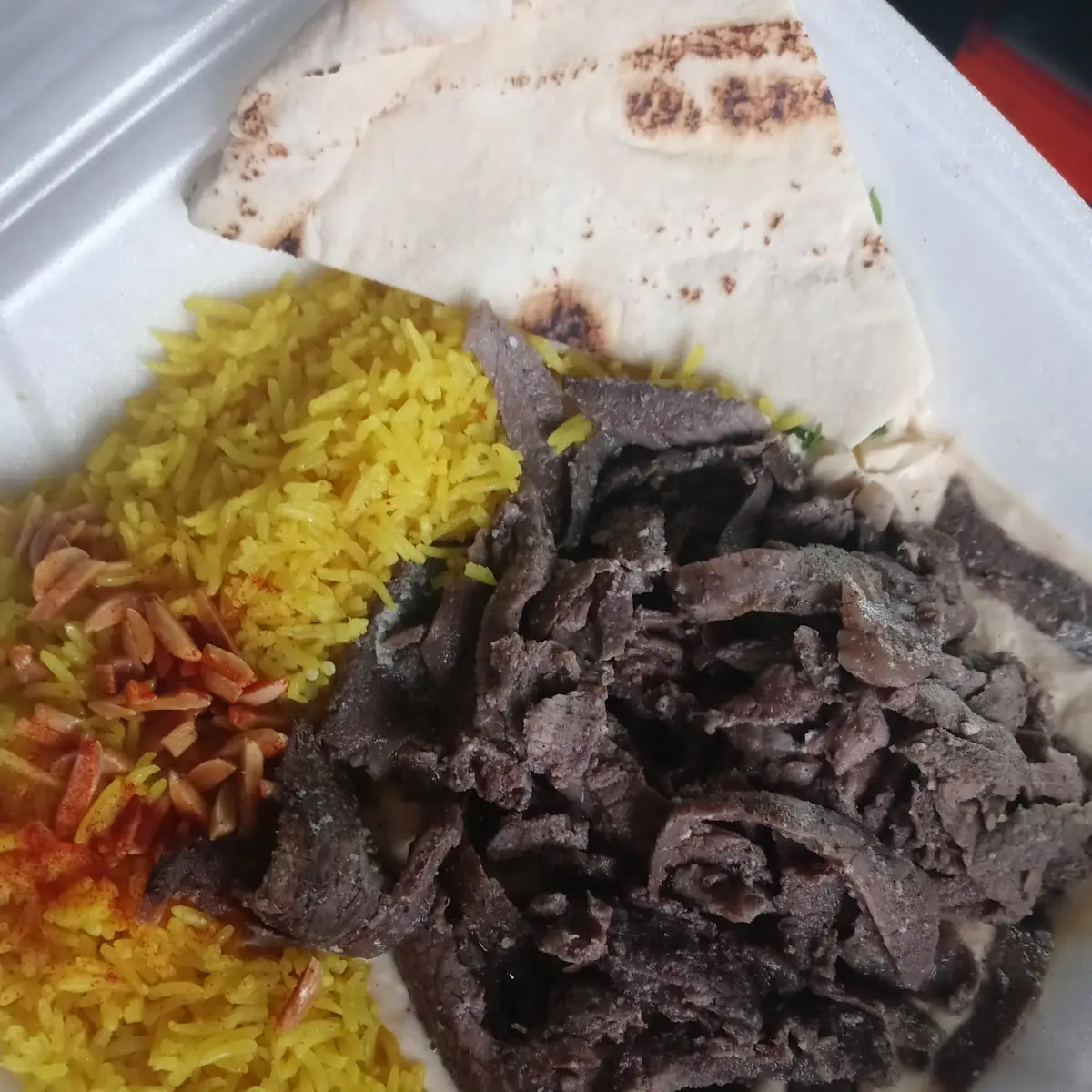 Beef Shawarma and Hummus