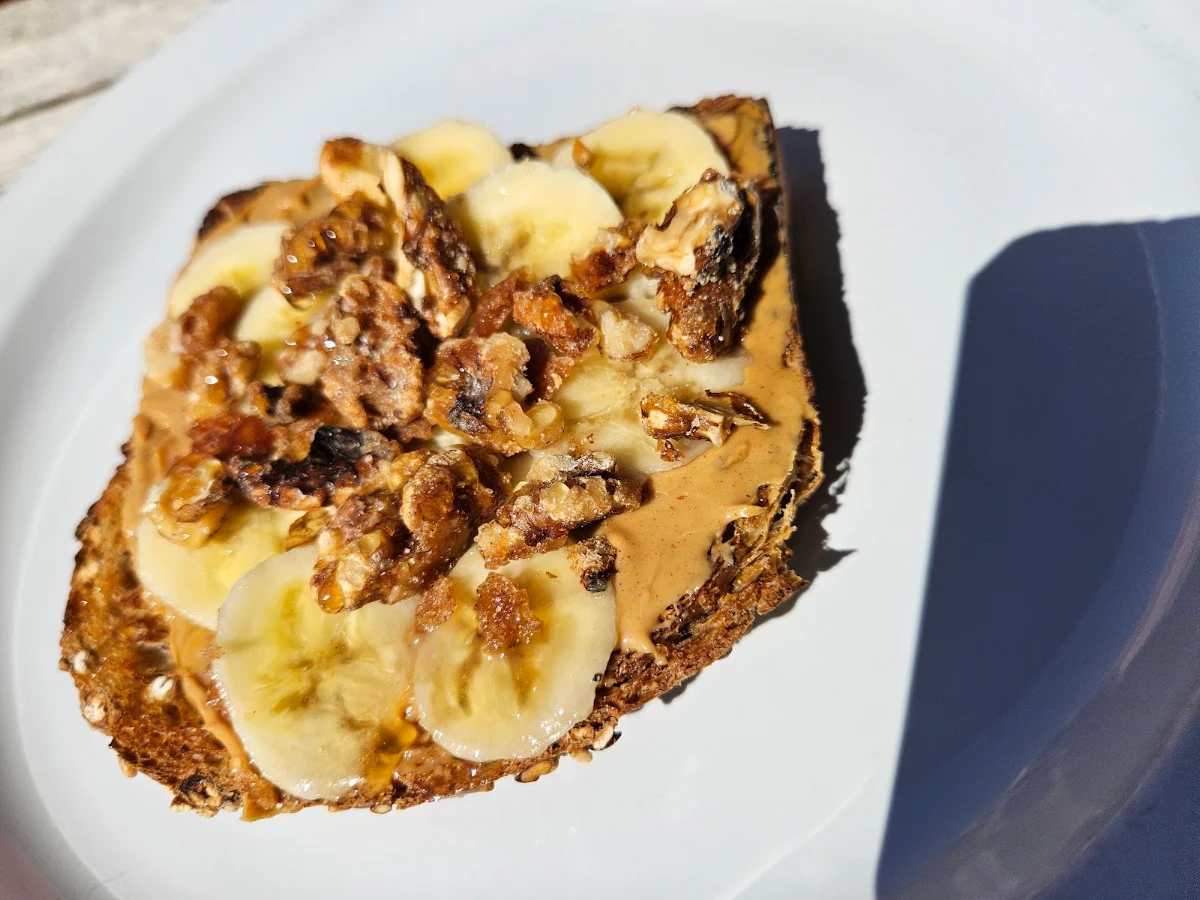 Banana Peanut Butter Pecan Toast