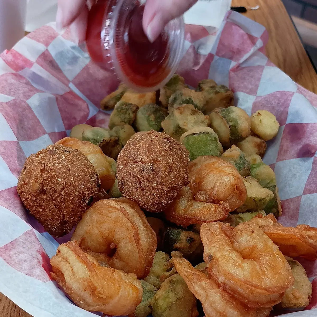 Fried Shrimp with Fried Okra