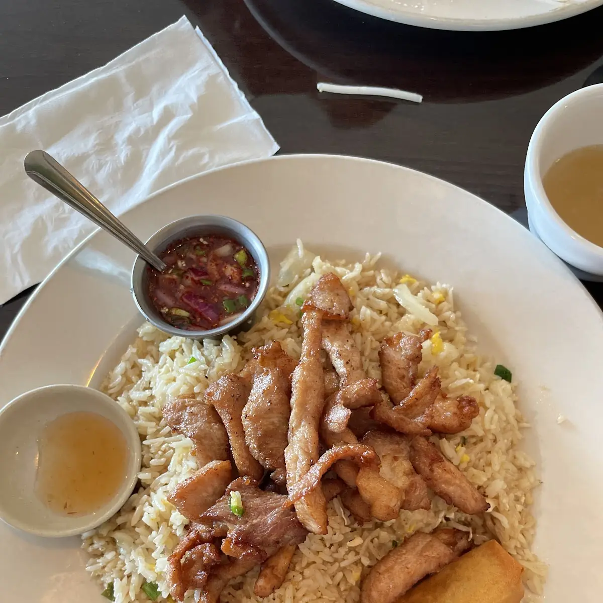 Fried Rice with Grilled Pork and Egg Roll