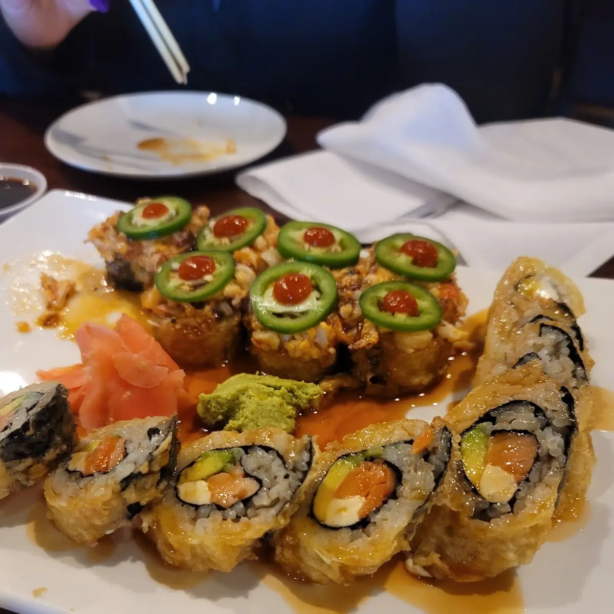 Spicy Tuna Deluxe Roll Deep Fried Roll Godzilla Roll