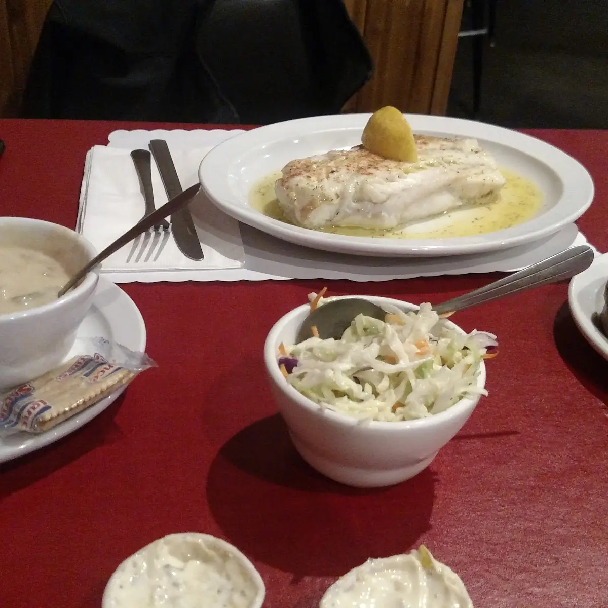 Baked Cod & Clam Chowder