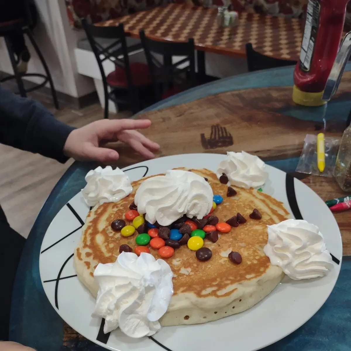 Pancake with M&M's and Whipped Cream