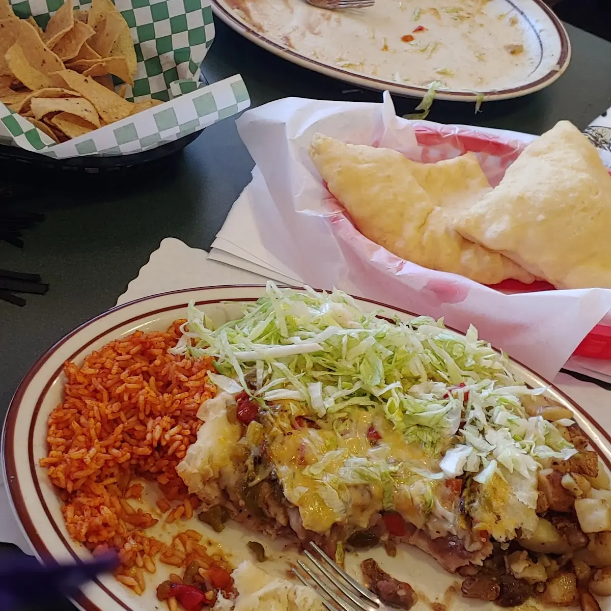 Green Chile Bean Sopapilla Plate