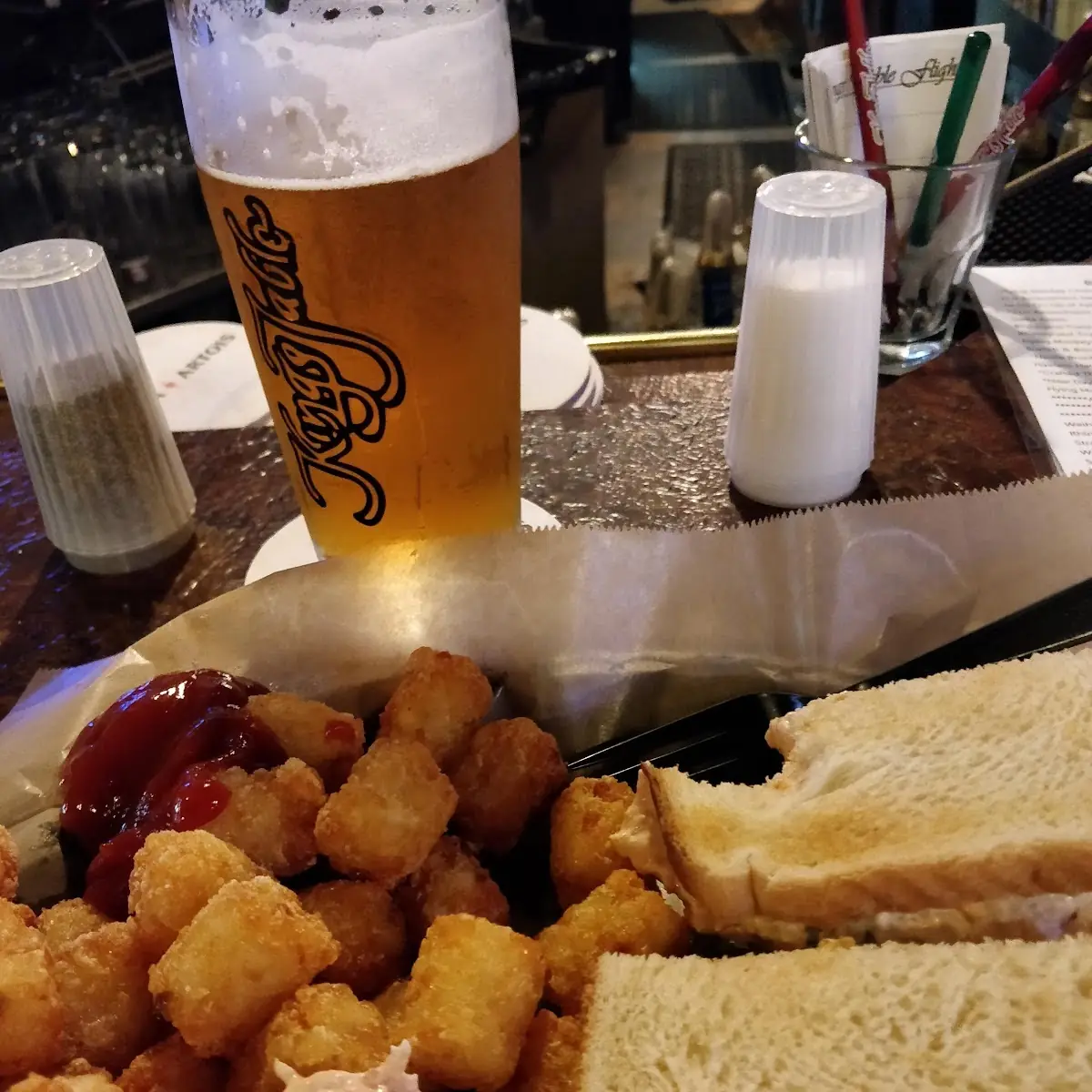 Buffalo Chicken Salad Sandwich and Tots