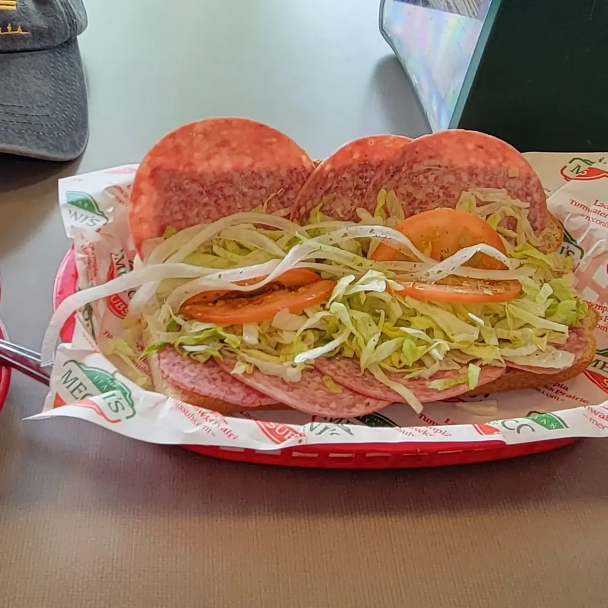 Salami Sub and Clam Chowder