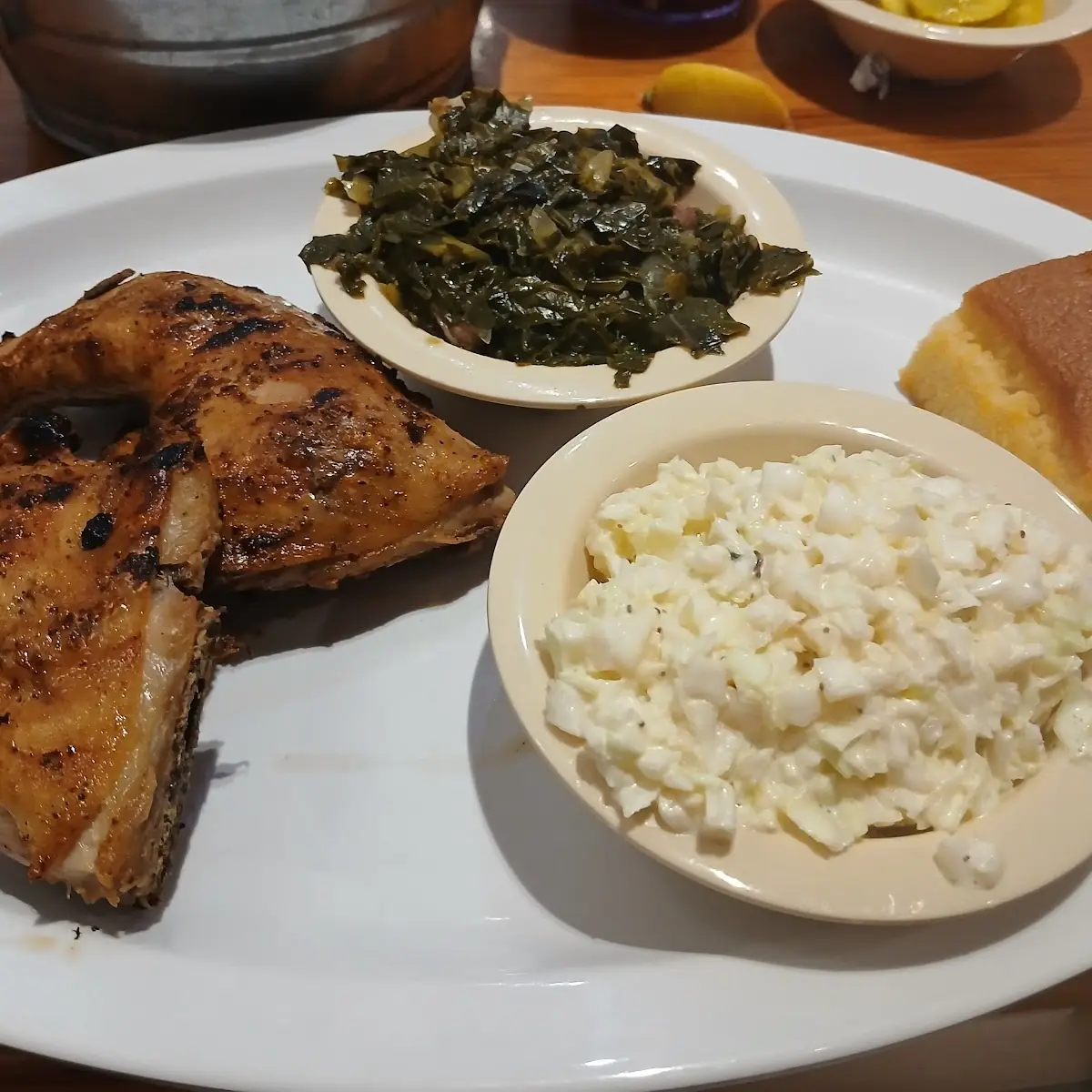 1 2 Chicken Dry Rub with Collared Greens Coleslaw and Cornbread