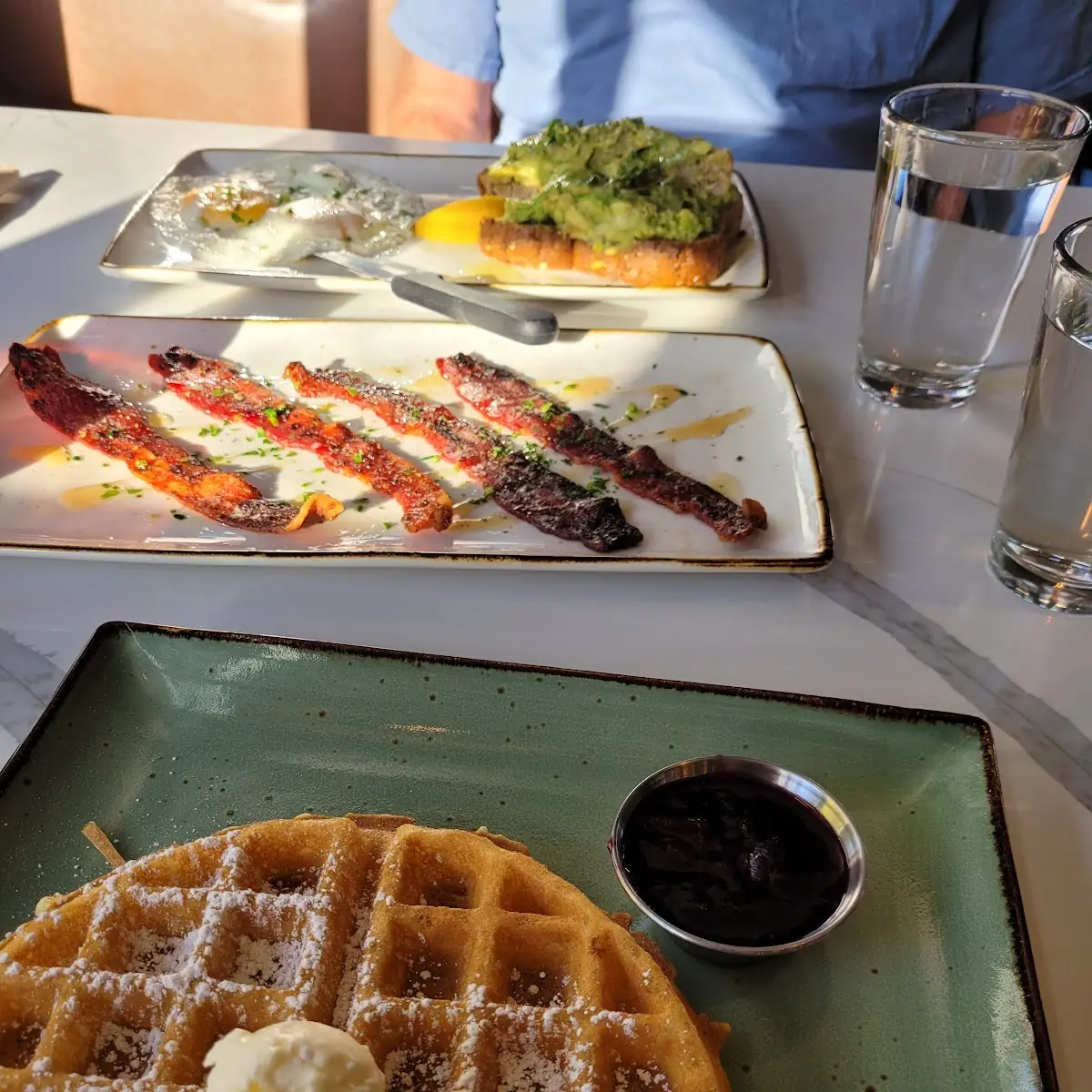 Belgian Waffle Million Dollar Bacon and Avocado Toast