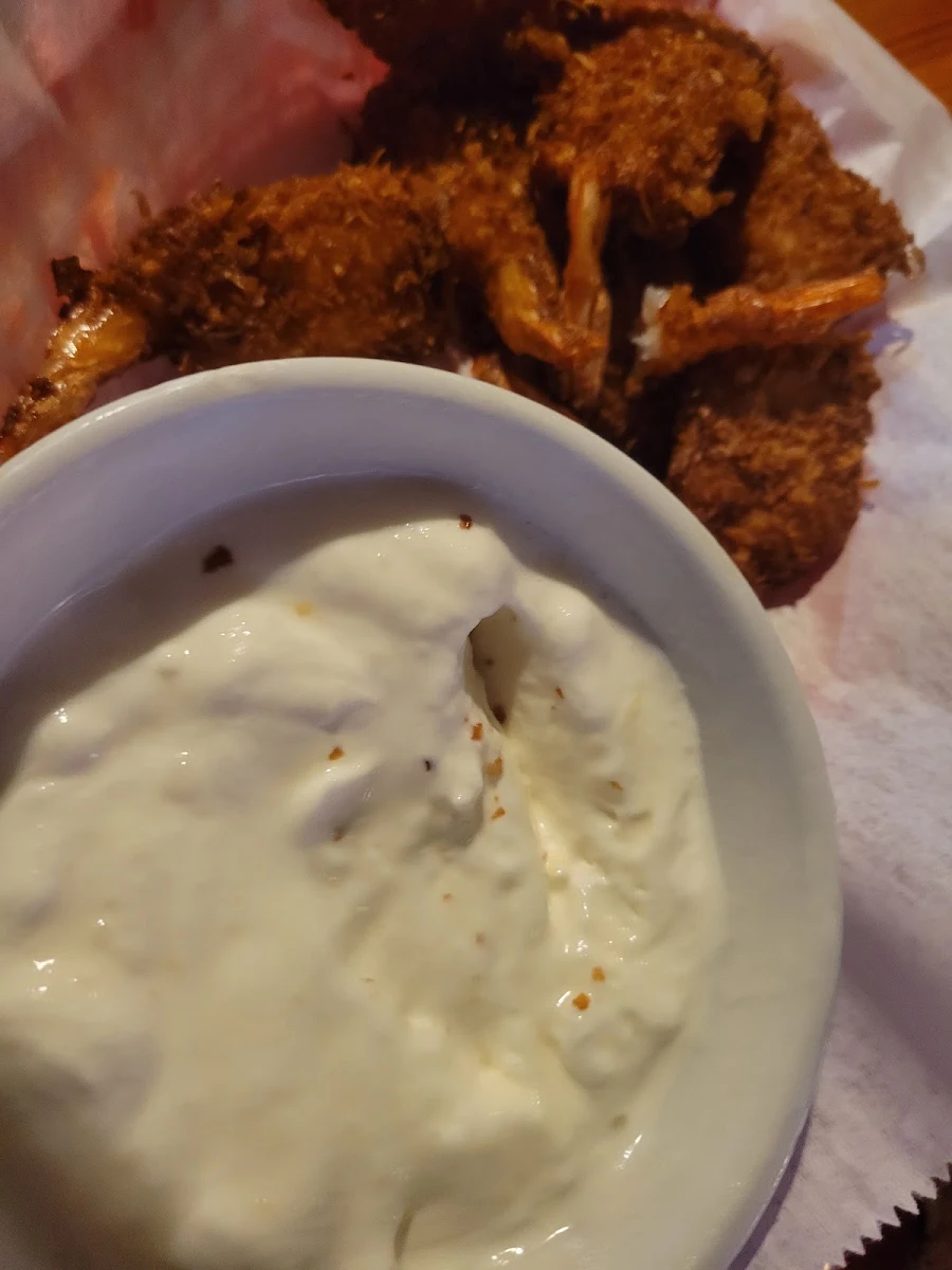 Two Chicken Breast Dinner with Mashed Taters Chicken Grave and Half Order of Coconut Shrimp