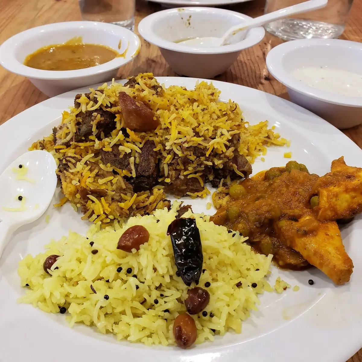 Matar Paneer Lemon Rice Mutton Biryani