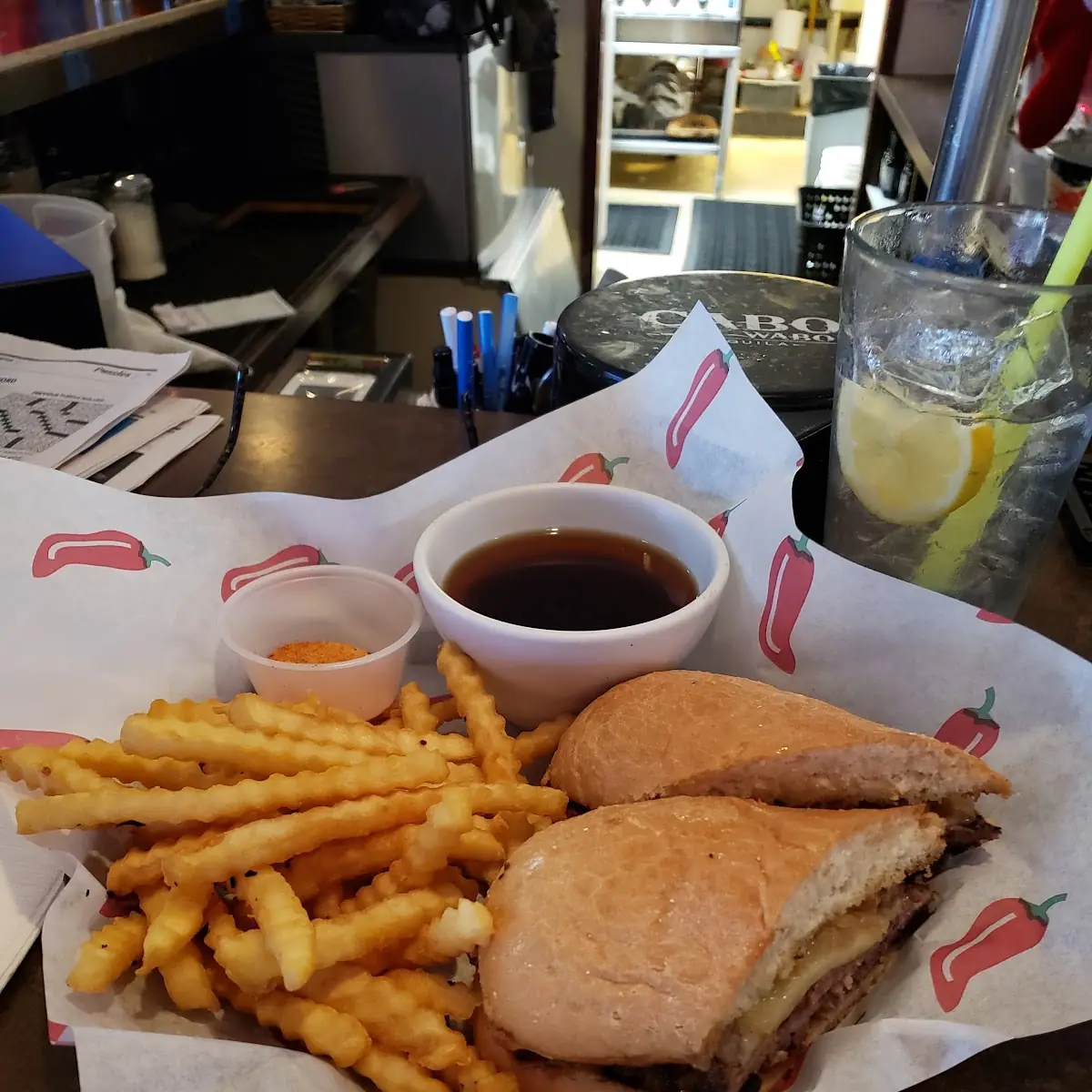 French Dip with Battered Fries