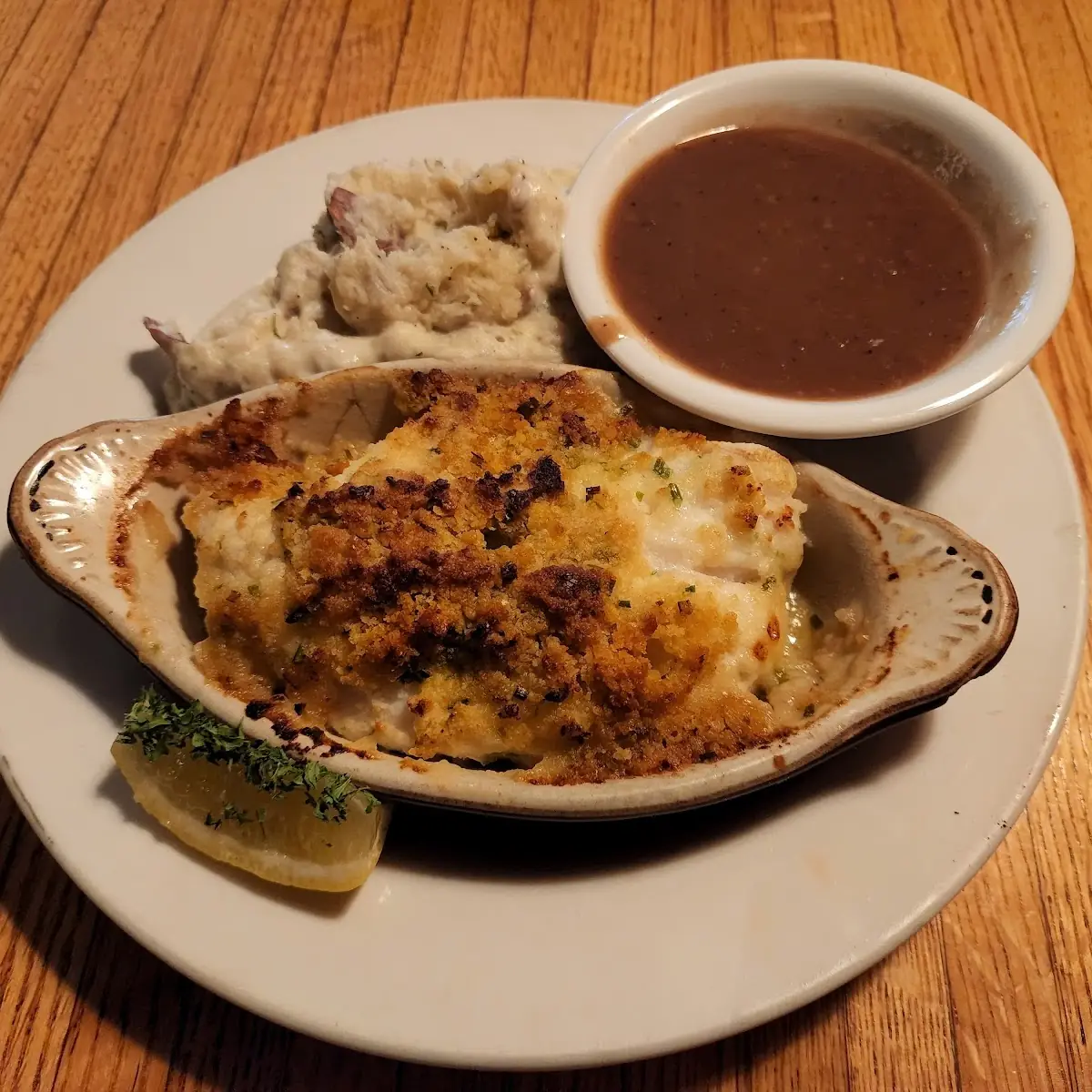 Baked Haddock with Mashed Potatoes and Gravy