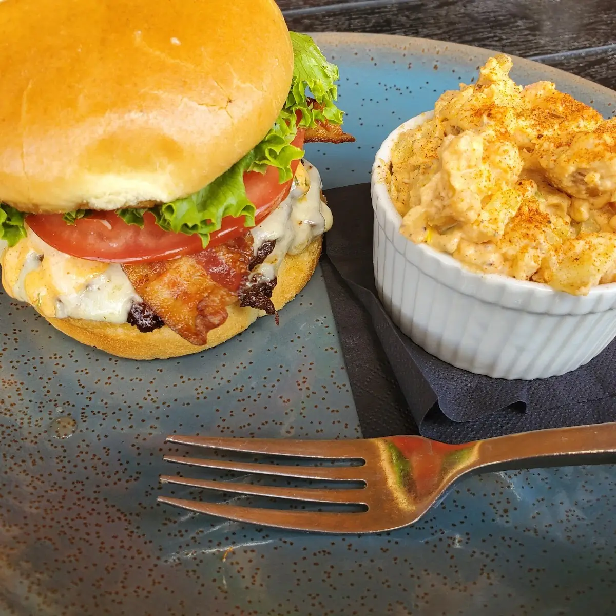 Burger and Potato Salad