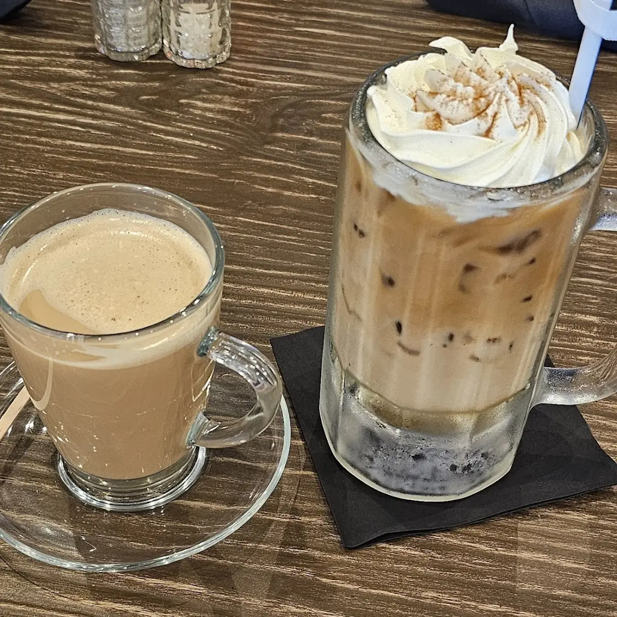 Latte and Iced Vanilla Latte