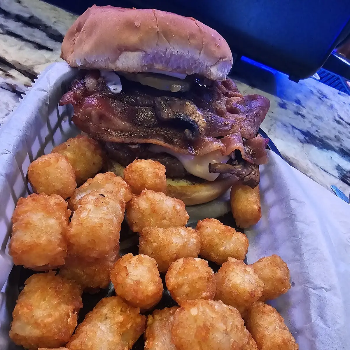 Texas Burger and Tater Tots