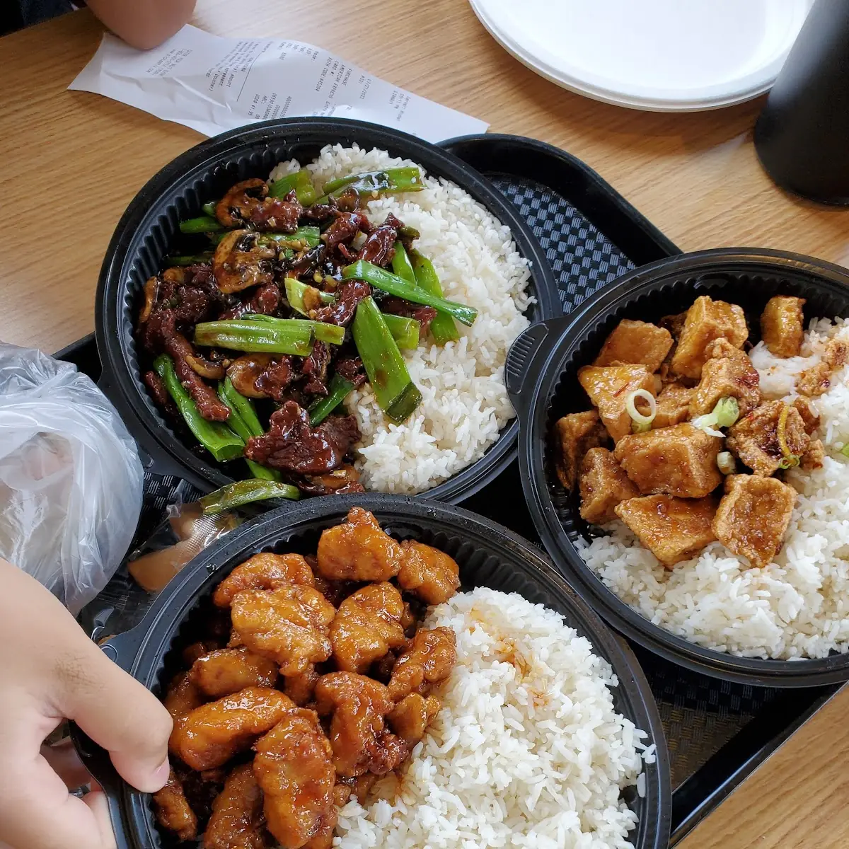 Firecracker Tofu Mongolian Beef Orange Chicken