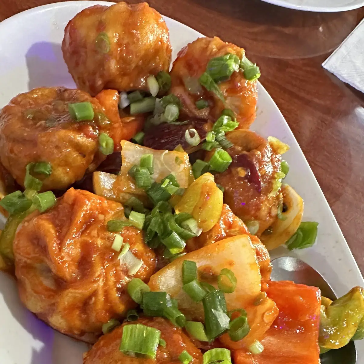 Fried Vegetable Dumplings with Chili Sauce