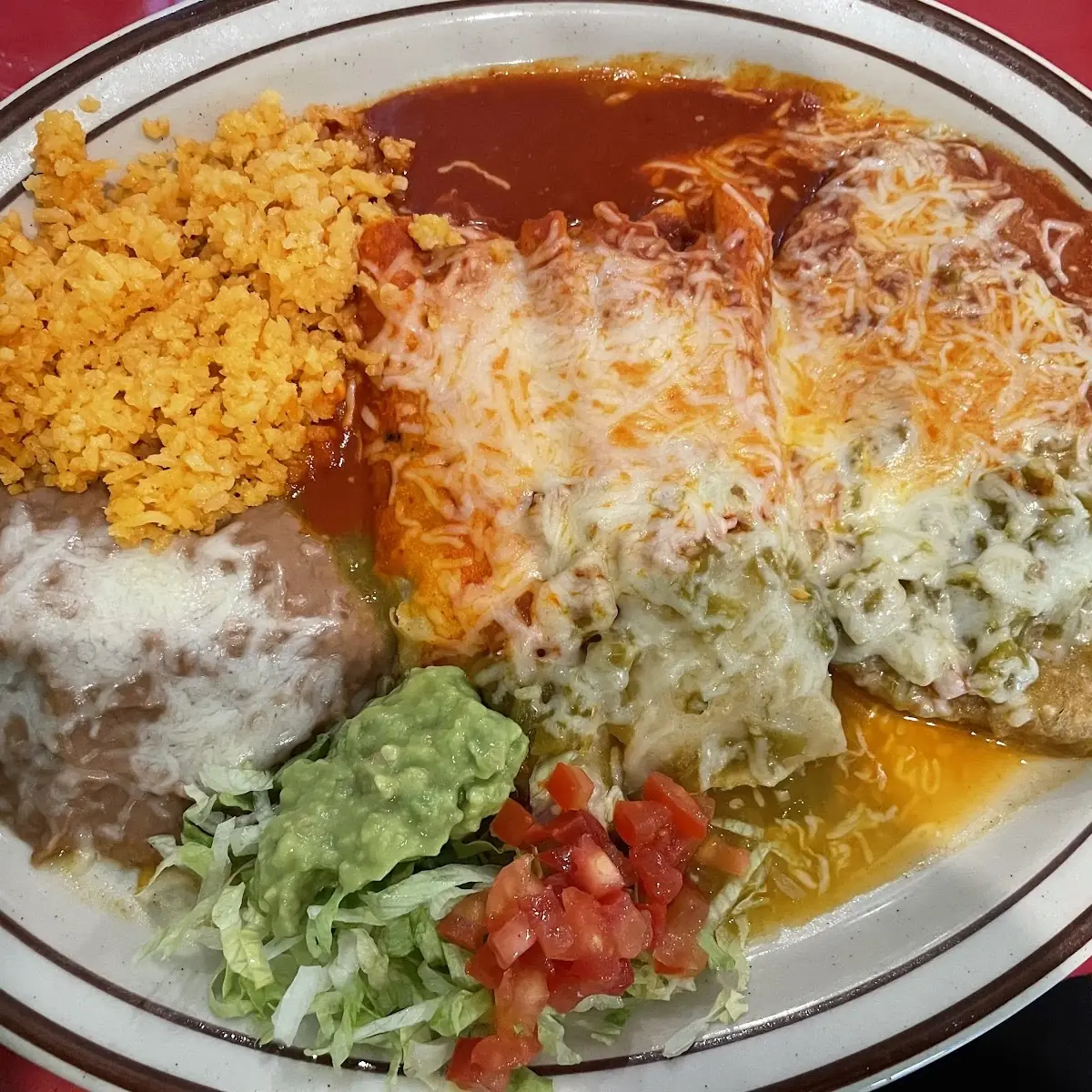 Red Enchiladas with Rice Beans