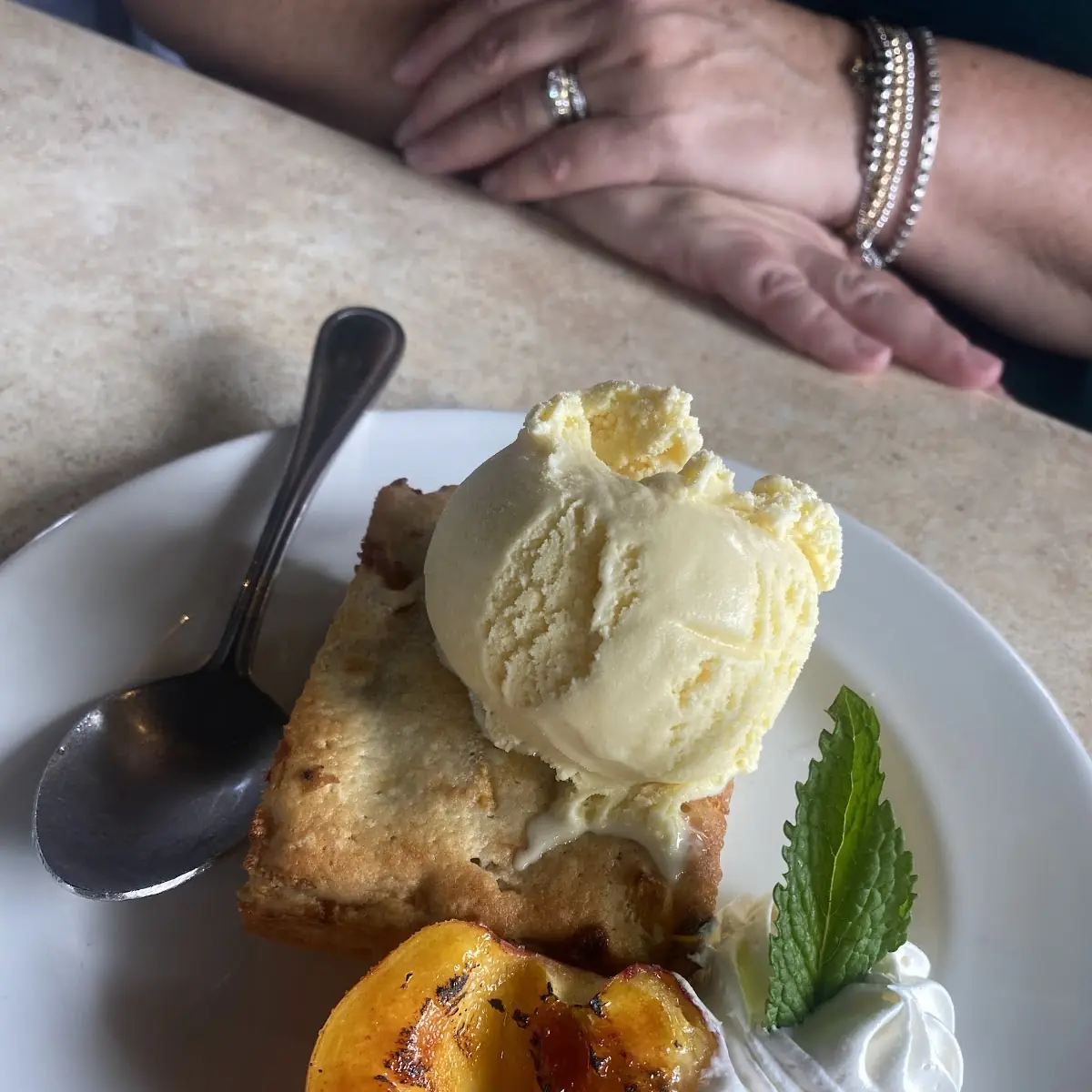 Cornbread with Fresh Fruit & Sarris Ice Cream