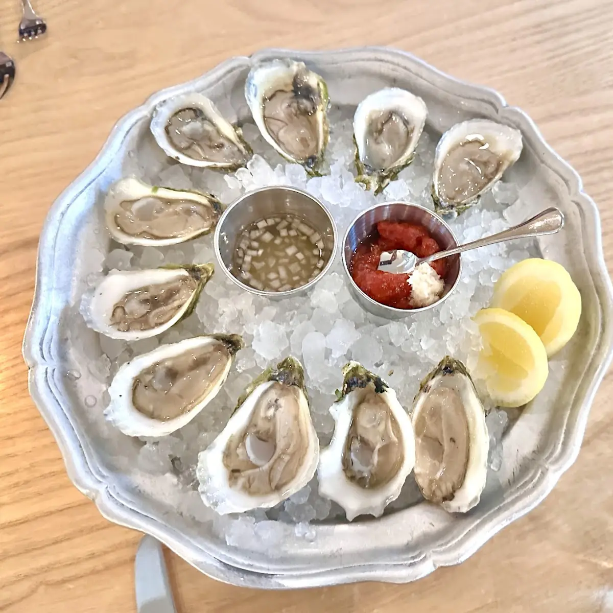 Fresh Oysters with Mignonette and Cocktail Sauce