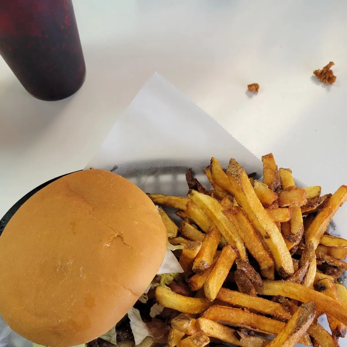 Black and Bleu Burger and Fries