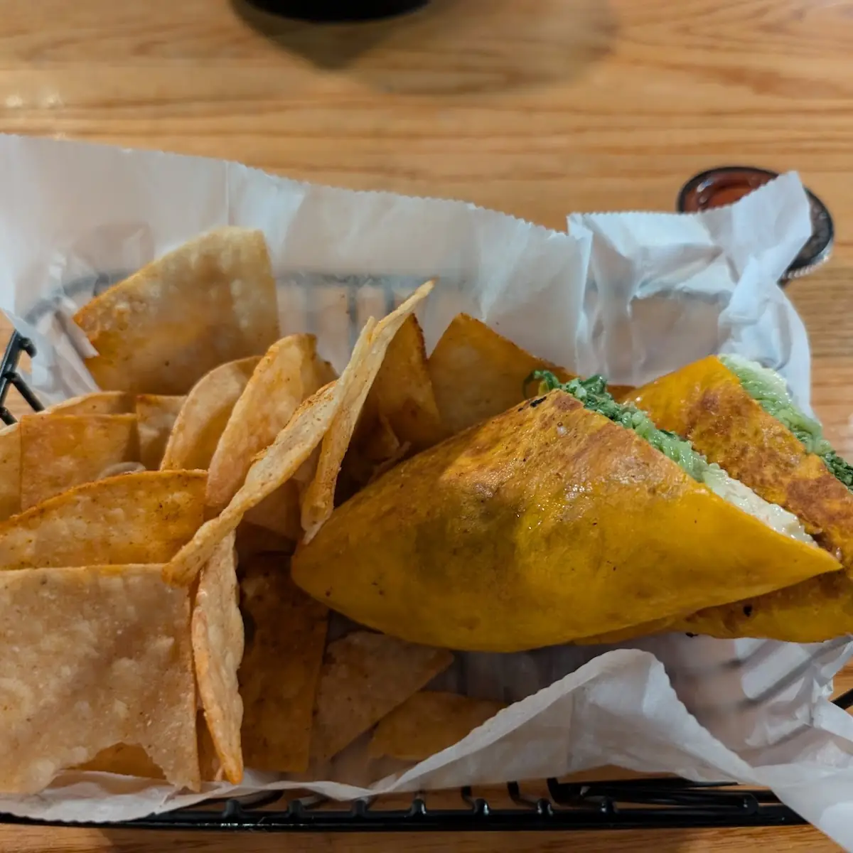 Fried Taco with Tortilla Chips and Lime