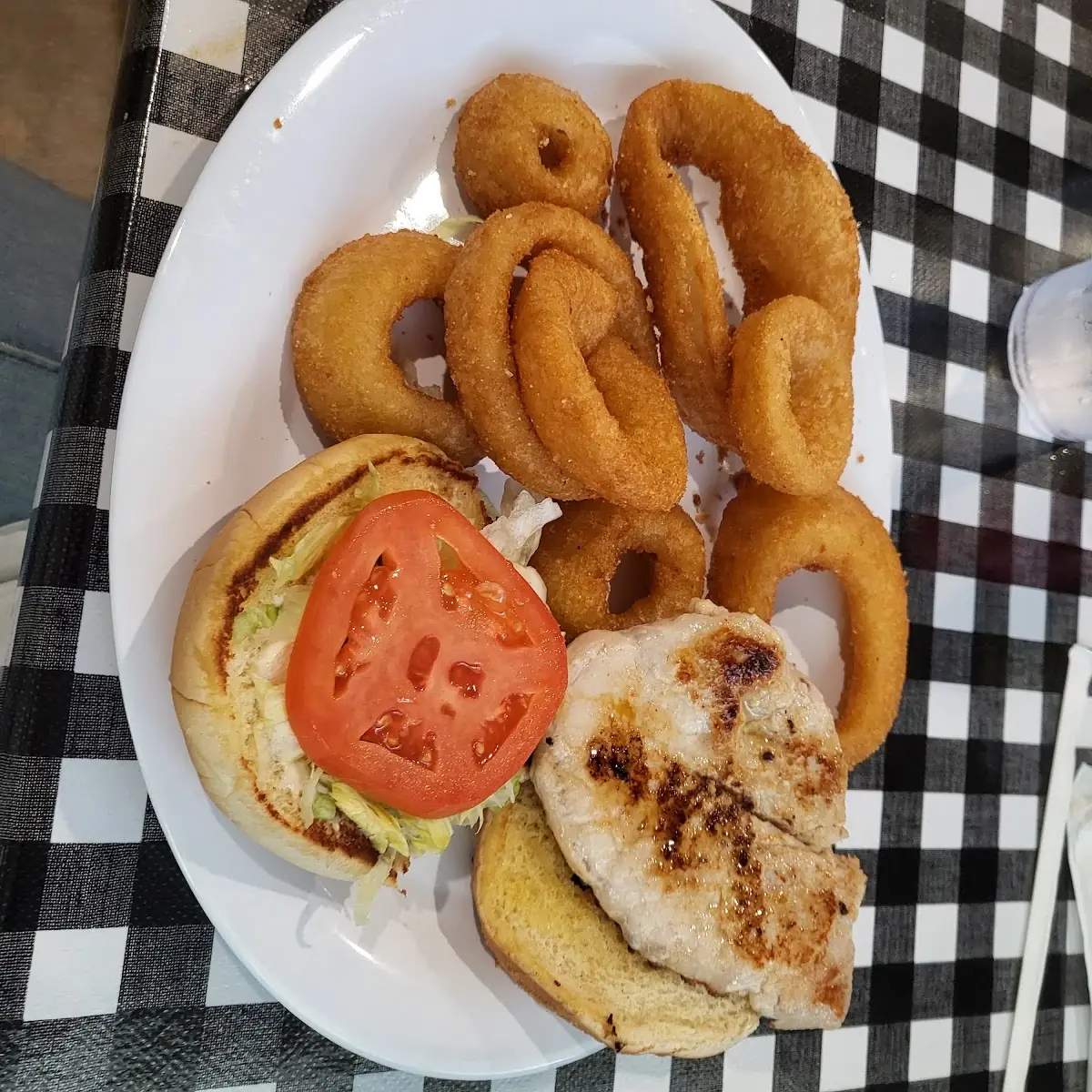 Tenderloin Sandwich and Onion Rings