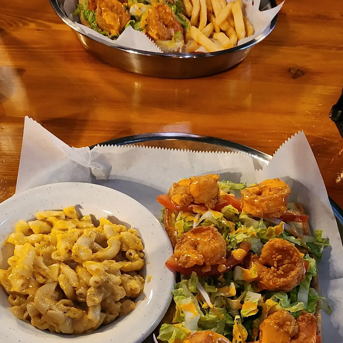 Shrimp PO Boy with Mac and Cheese