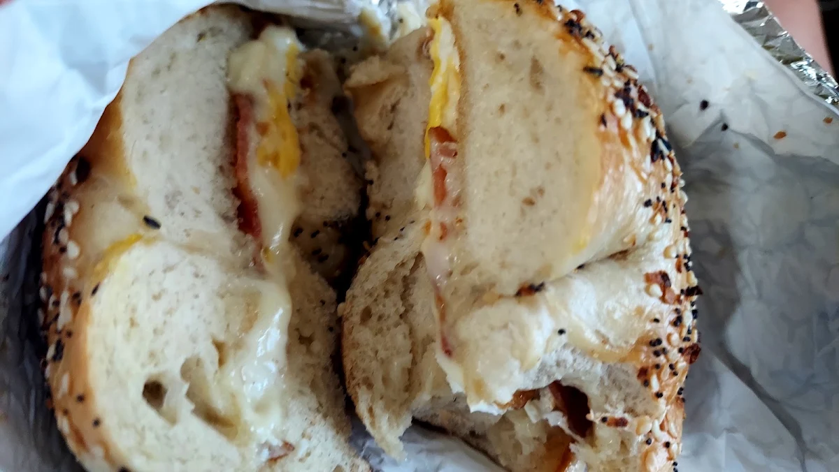 Everything Bagel with Bacon Egg and Cheese