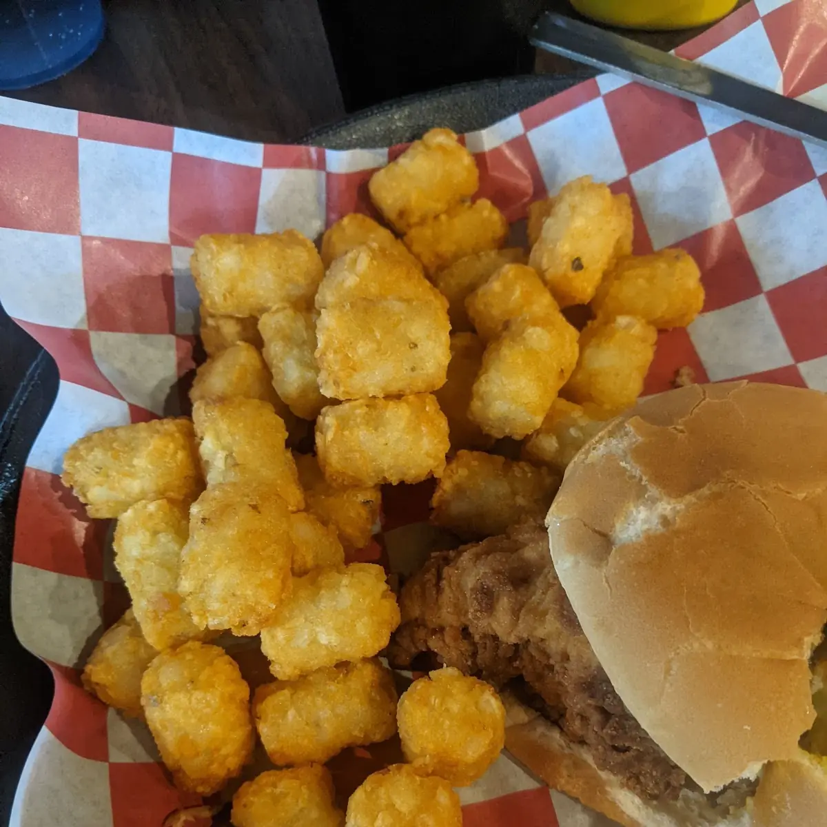 Crispy Chicken Sandwich with Tator Tots