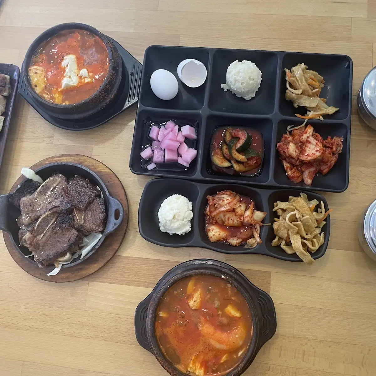 Spicy Pork Kimchi Jigae and Banchan